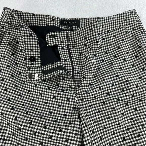 Talbots Women 8 Gingham Plaid Black White Polka Dot Wool Blend Ribbon Detail Car - Picture 10 of 16